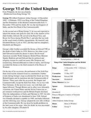 King George VI Wikipedia Page