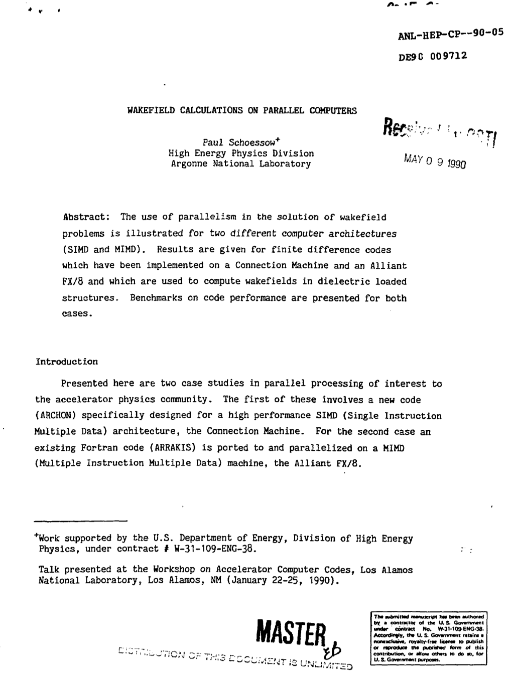 Wakefield Calculations on Parallel Computers