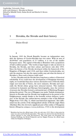 Slovakia in History Edited by Mikuláš Teich, Dušan Kováč and Martin D