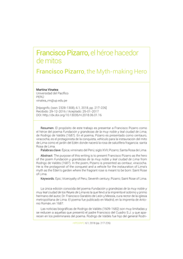 Francisco Pizarro, El Héroe Hacedor De Mitos Francisco Pizarro, the Myth-Making Hero