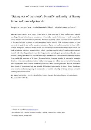 Scientific Authorship of Literary Fiction and Knowledge Transfer