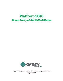 Green Party of the United States Platform – 2016
