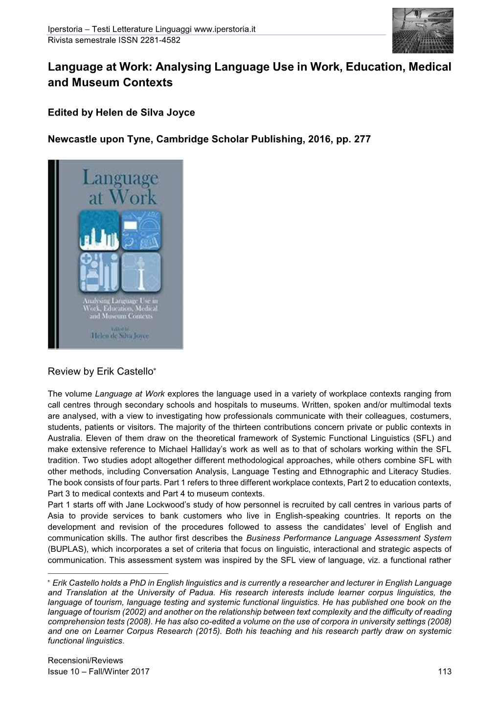 Analysing Language Use in Work, Education, Medical and Museum Contexts