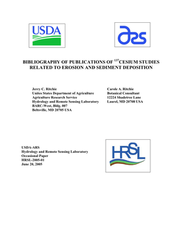 Bibliography of Publications of 137Cesium Studies Related to Erosion and Sediment Deposition