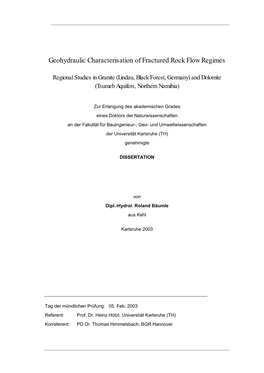 Geohydraulic Characterisation of Fractured Rock Flow Regimes