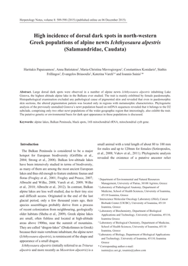High Incidence of Dorsal Dark Spots in North-Western Greek Populations of Alpine Newts Ichthyosaura Alpestris (Salamandridae, Caudata)