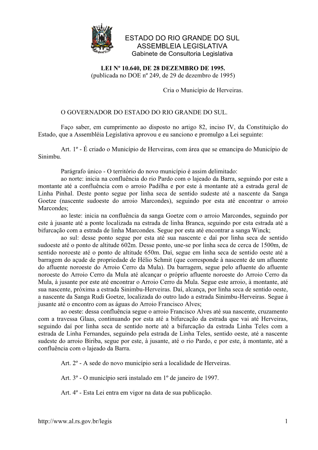 ESTADO DO RIO GRANDE DO SUL ASSEMBLEIA LEGISLATIVA Gabinete De Consultoria Legislativa