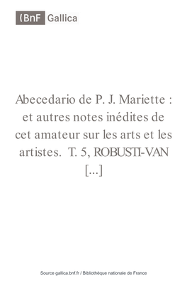 Abecedario De P. J. Mariette : Et Autres Notes Inédites De Cet Amateur Sur Les Arts Et Les Artistes