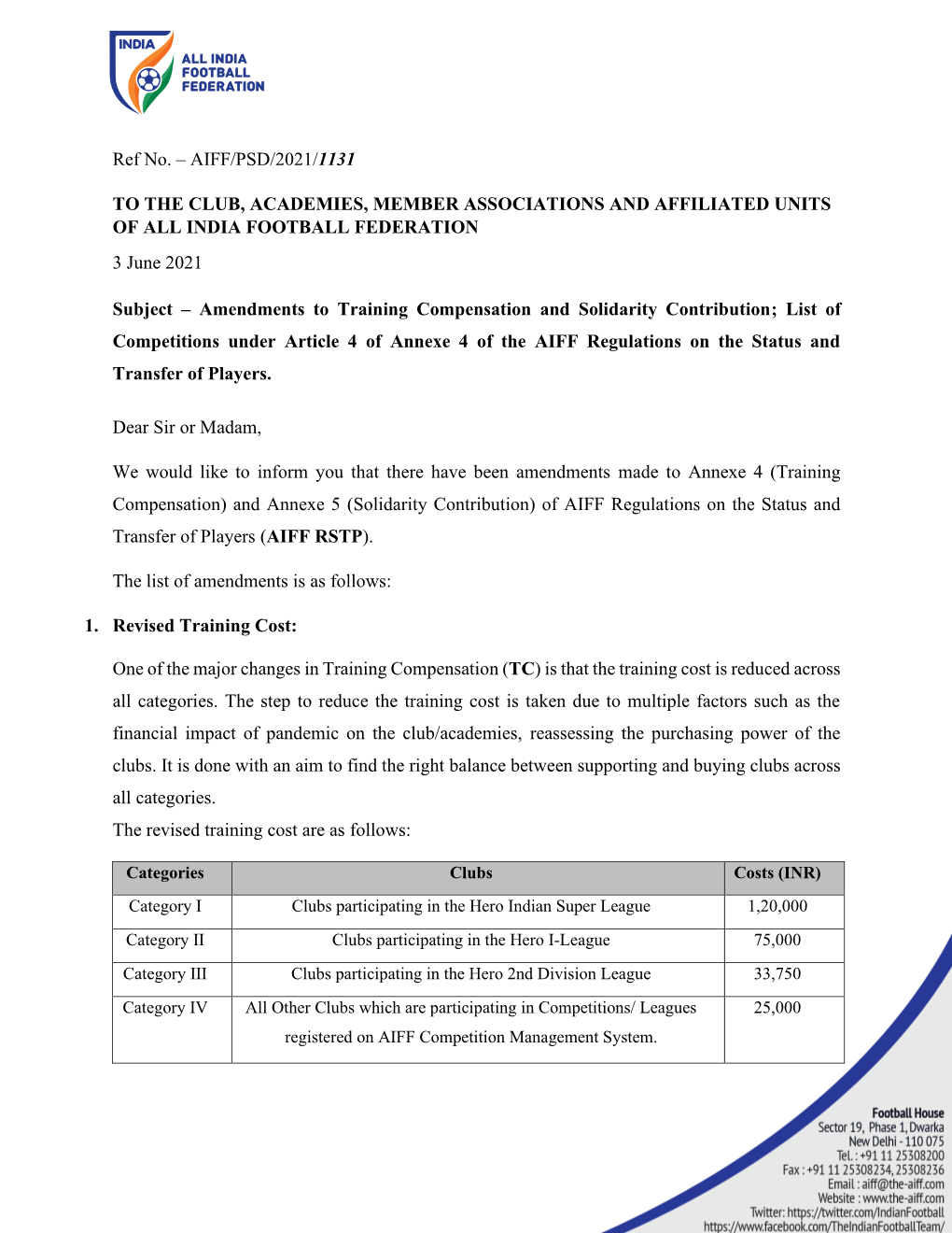 Aiff/Psd/2021/1131 to the Club, Academies, Member