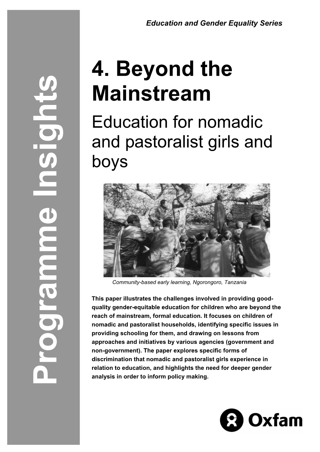 Education for Nomadic and Pastoralist Girls and Boys