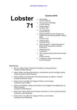 Lobster 71 (Summer 2016)