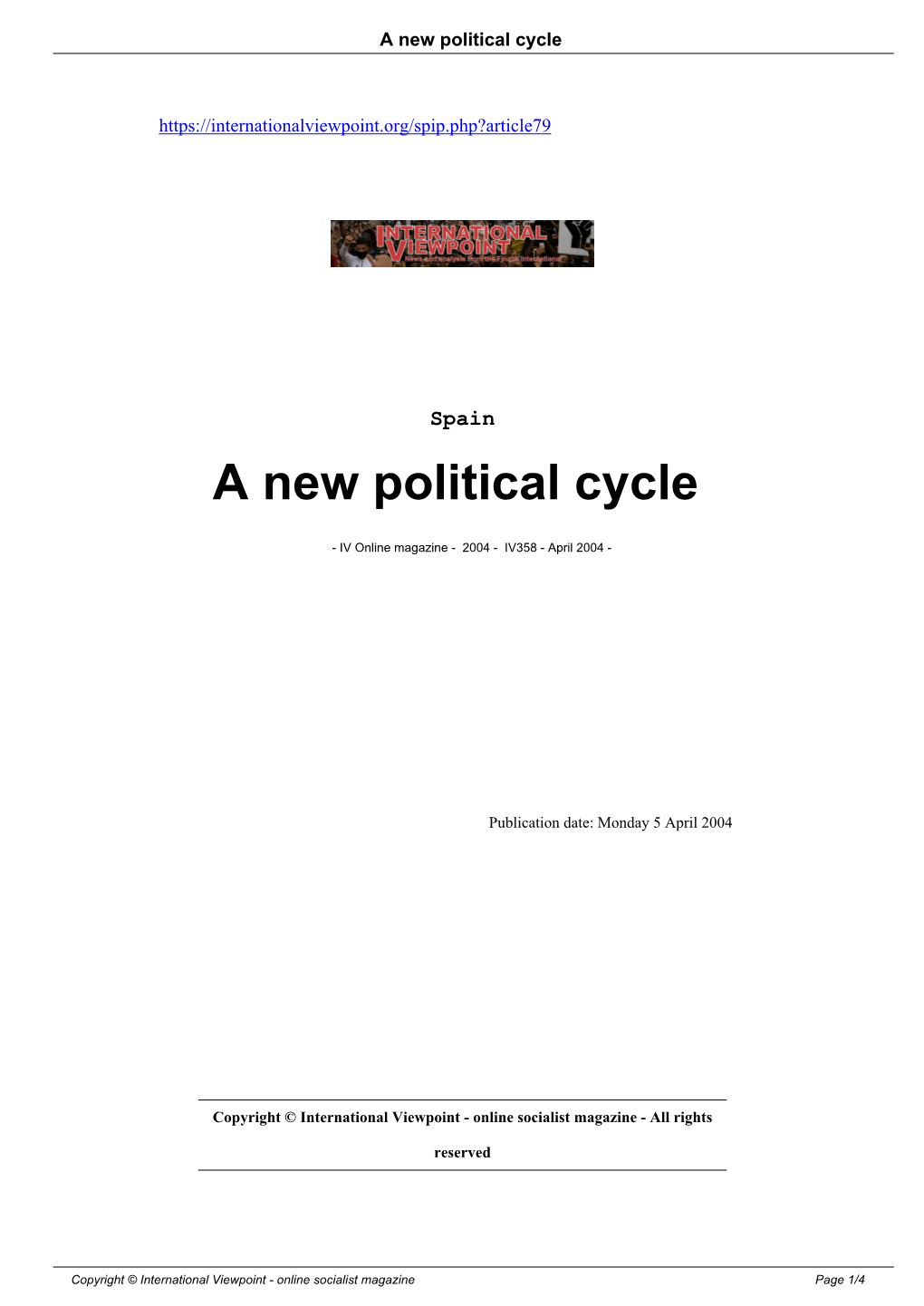 A New Political Cycle