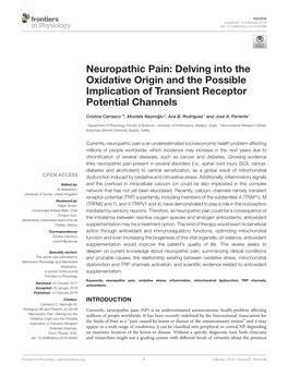 Neuropathic Pain: Delving Into the Oxidative Origin and the Possible Implication of Transient Receptor Potential Channels