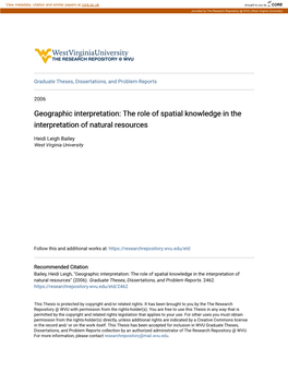 Geographic Interpretation: the Role of Spatial Knowledge in the Interpretation of Natural Resources