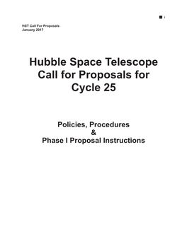 Hubble Space Telescope Call for Proposals for Cycle 25