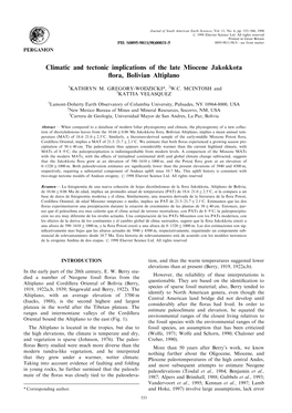 Climatic and Tectonic Implications of the Late Miocene Jakokkota Flora