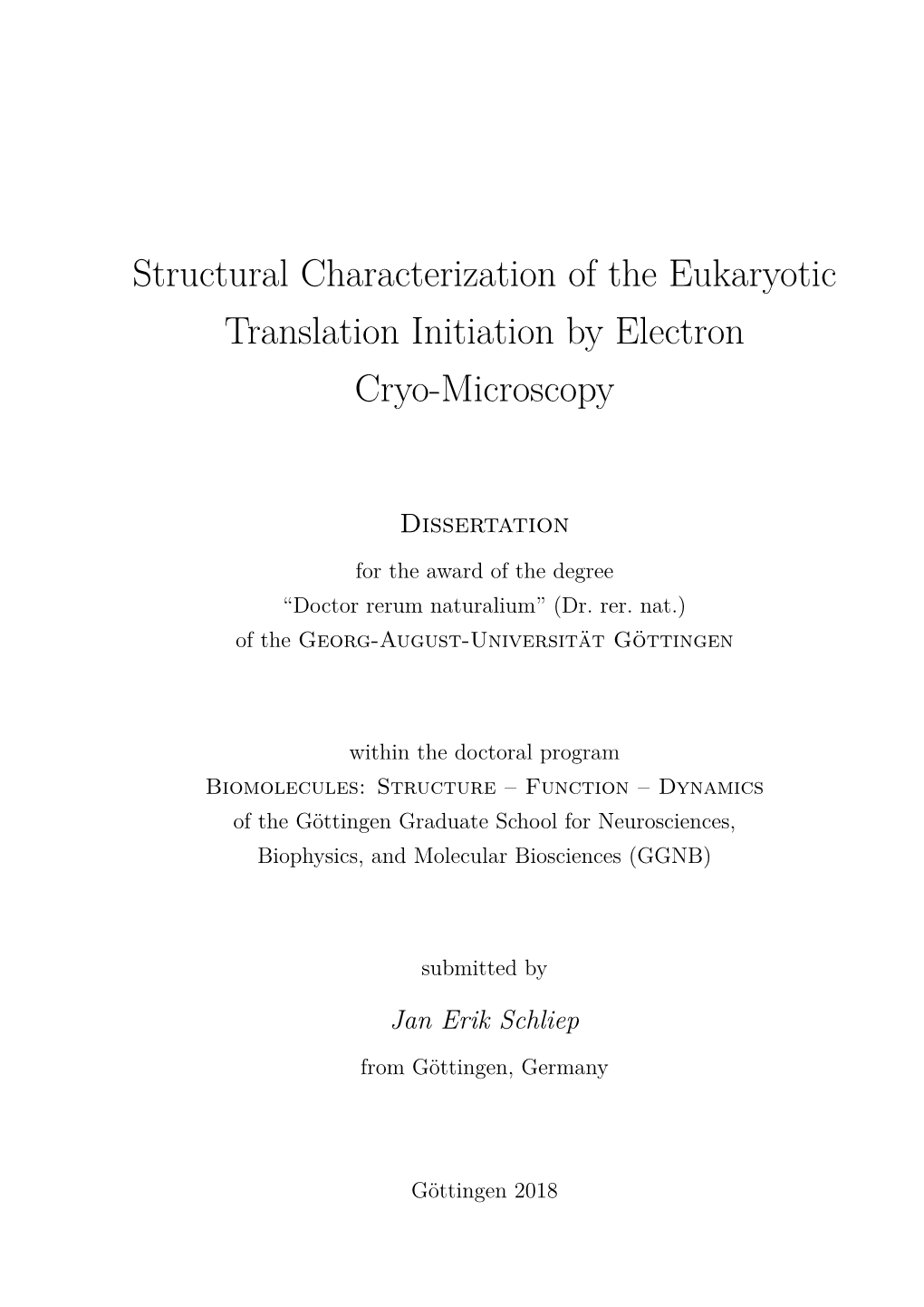 Structural Characterization of the Eukaryotic Translation Initiation by Electron Cryo-Microscopy