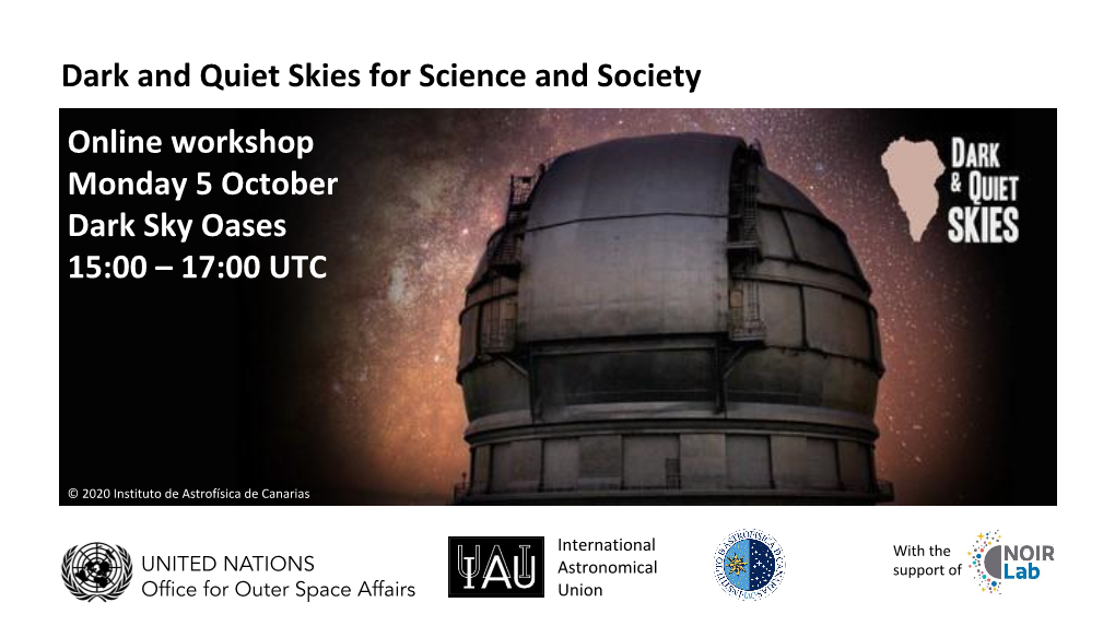 Dark and Quiet Skies for Science and Society Online