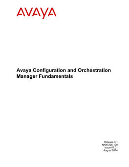 Avaya Configuration and Orchestration Manager Fundamentals