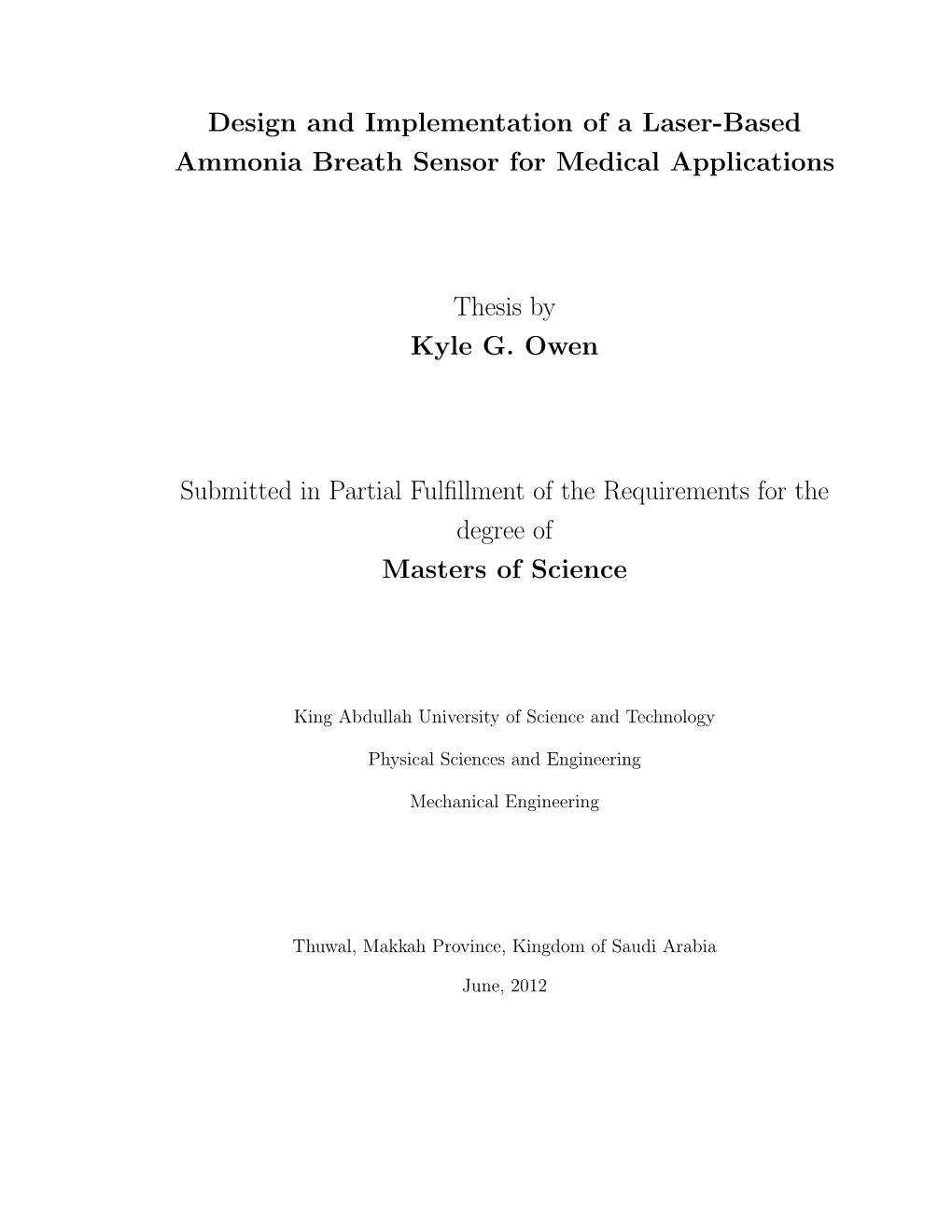 Design and Implementation of a Laser-Based Ammonia Breath Sensor for Medical Applications