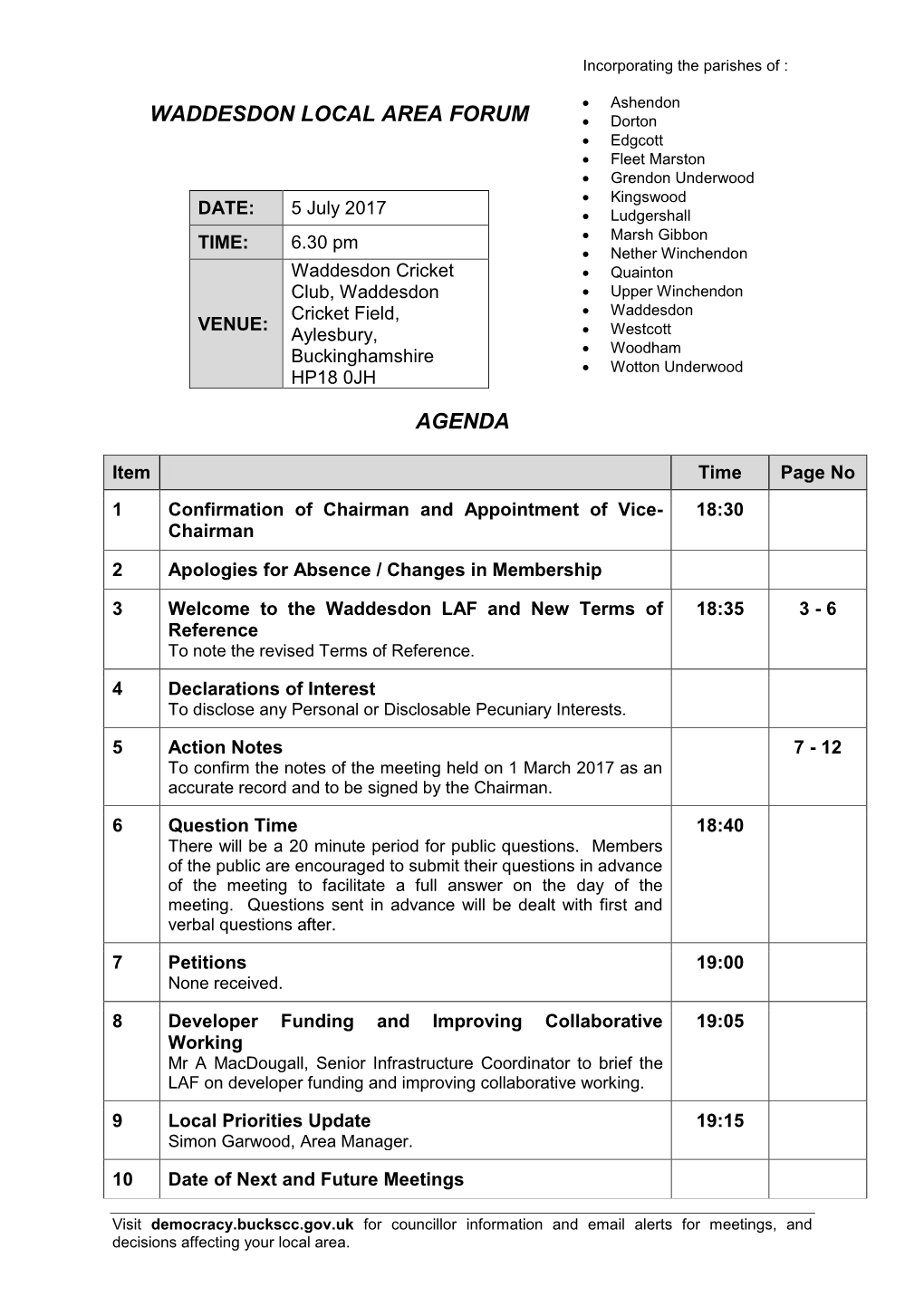 Agenda Frontsheet PDF 126 KB