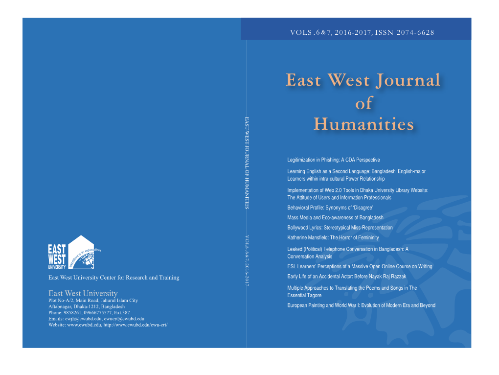 East West Journal of Humanities-VOLS. 6-7, 2016-2017