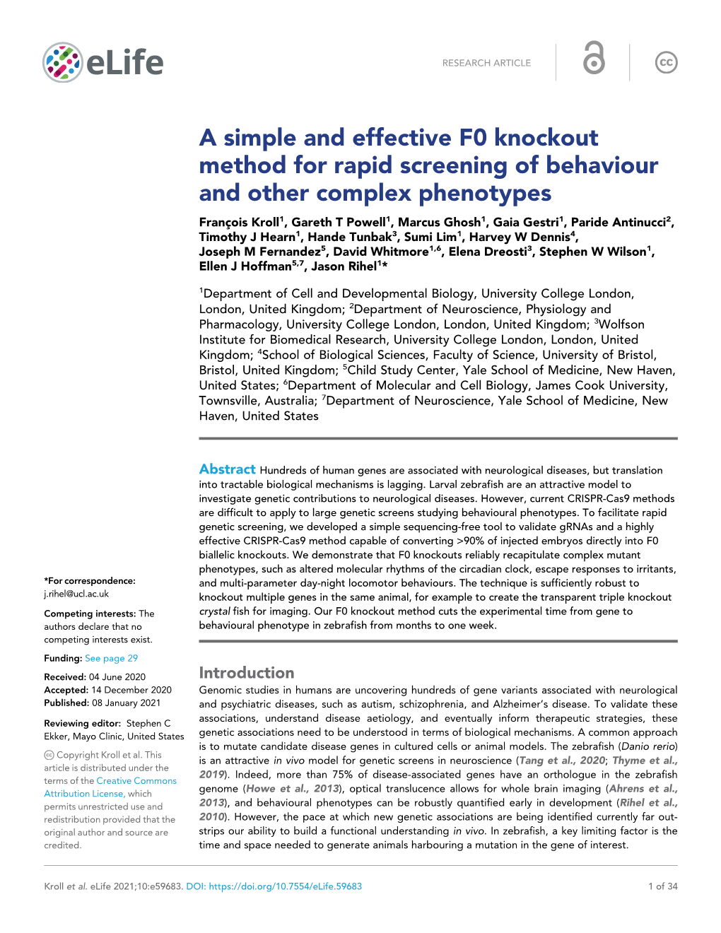 A Simple and Effective F0 Knockout Method for Rapid Screening