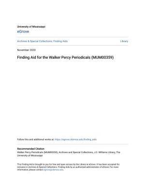 Finding Aid for the Walker Percy Periodicals (MUM00359)