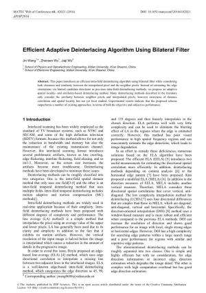 Efficient Adaptive Deinterlacing Algorithm Using Bilateral Filter