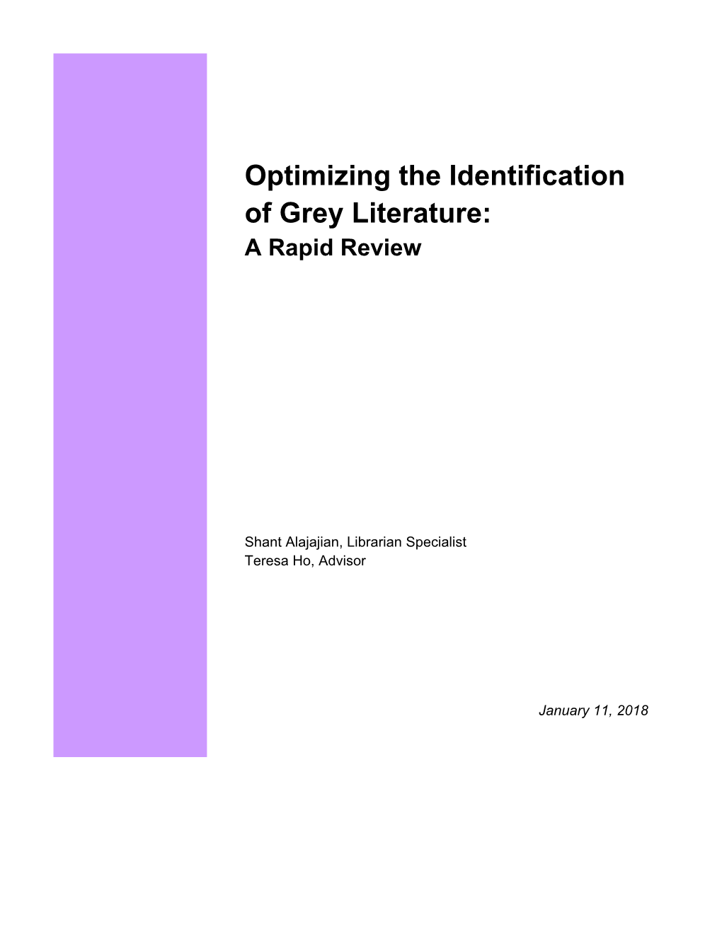 Optimizing the Identification of Grey Literature: a Rapid Review