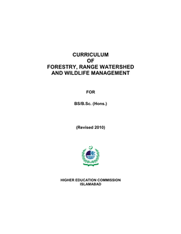 Curriculum of Forestry, Range Watershed and Wildlife Management