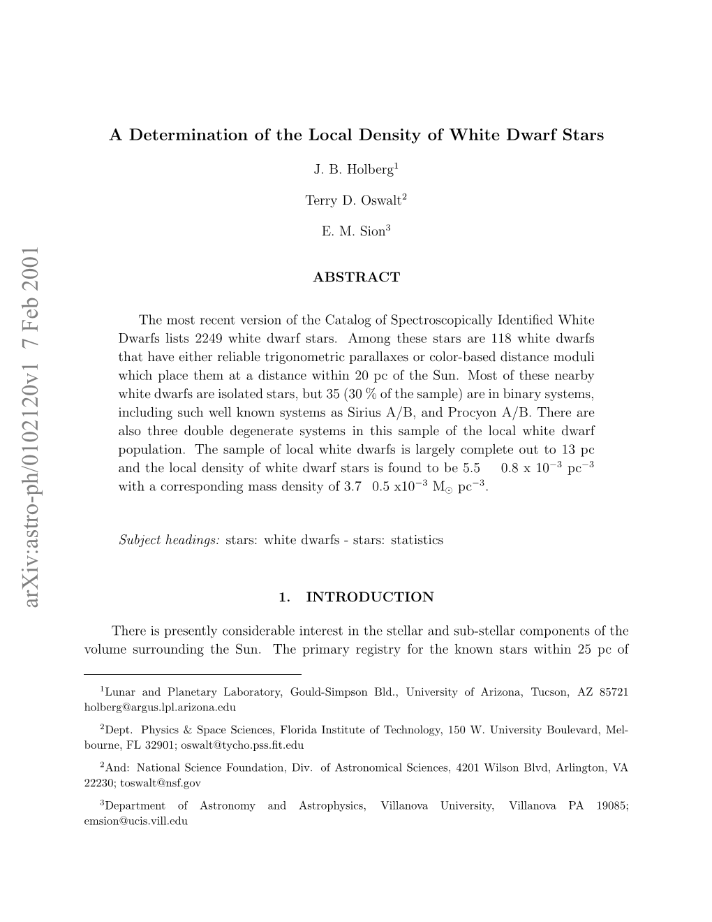 A Determination of the Local Density of White Dwarf Stars