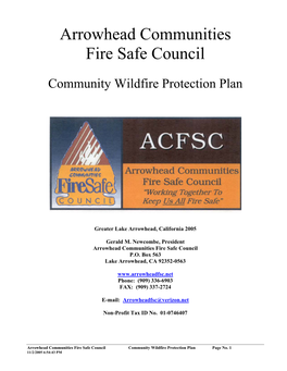 Arrowhead Communities Fire Safe Council