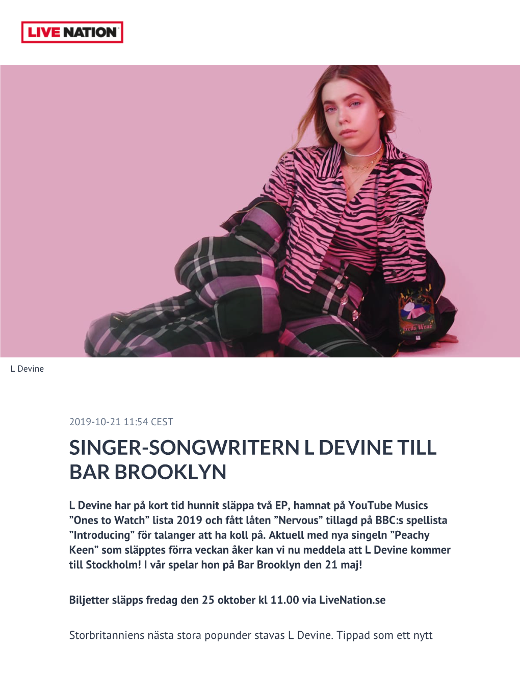 Singer-Songwritern L Devine Till Bar Brooklyn