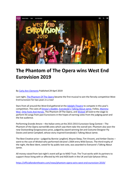 The Phantom of the Opera Wins West End Eurovision 2019