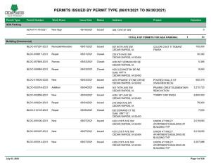 Permits Issued by Permit Type (06/01/2021 to 06/30/2021)