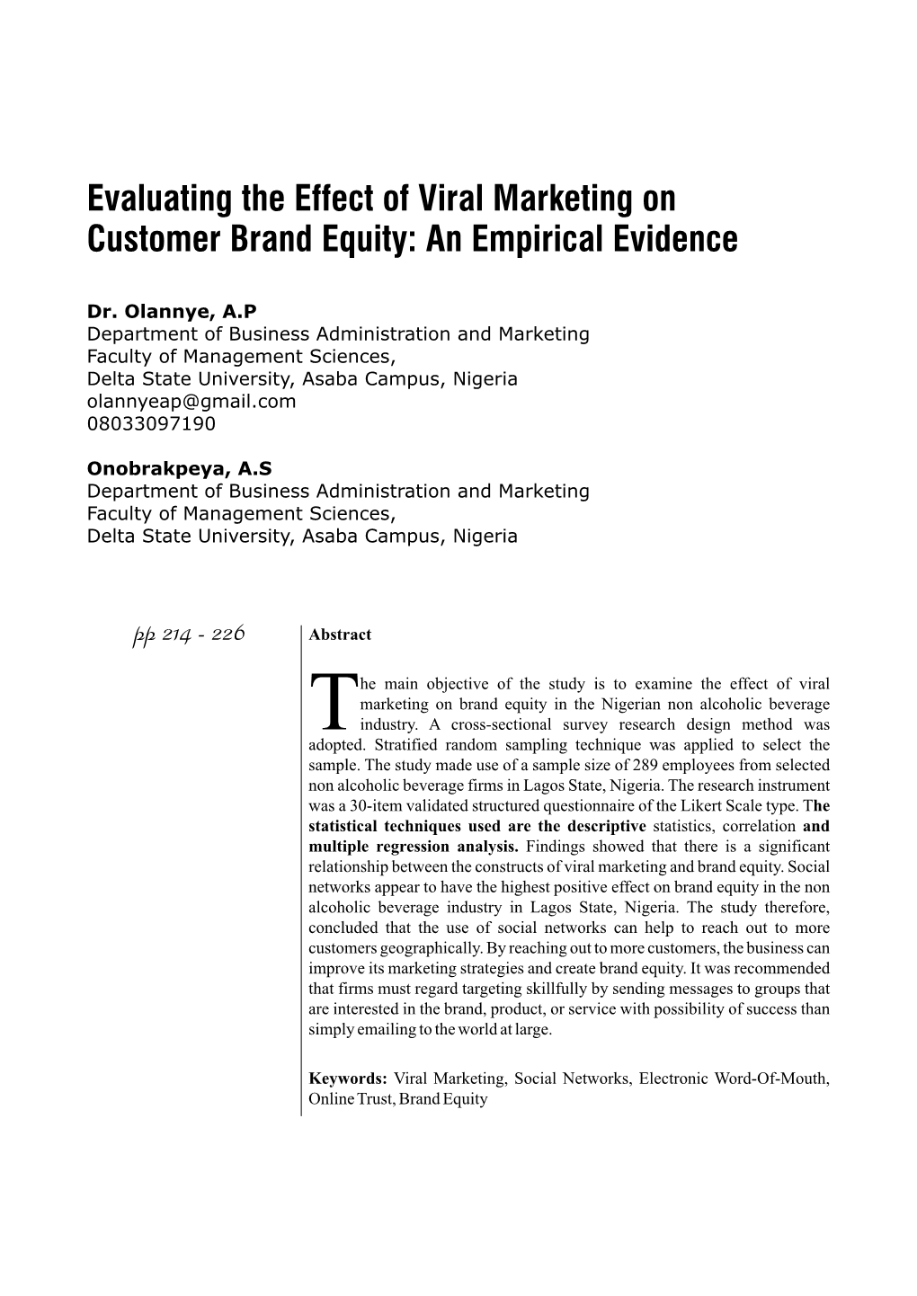 24. Evaluating the Effect of Viral Marketing on Customer Brand Equity