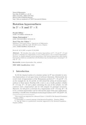 Rotation Hypersurfaces in Sn × R and Hn × R