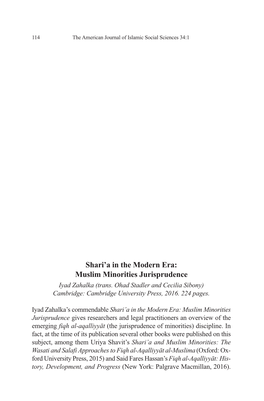 Muslim Minorities Jurisprudence Iyad Zahalka (Trans