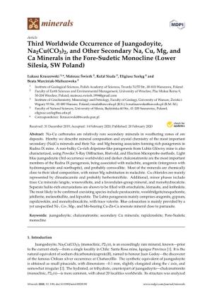 Third Worldwide Occurrence of Juangodoyite, Na2cu (CO3) 2, And