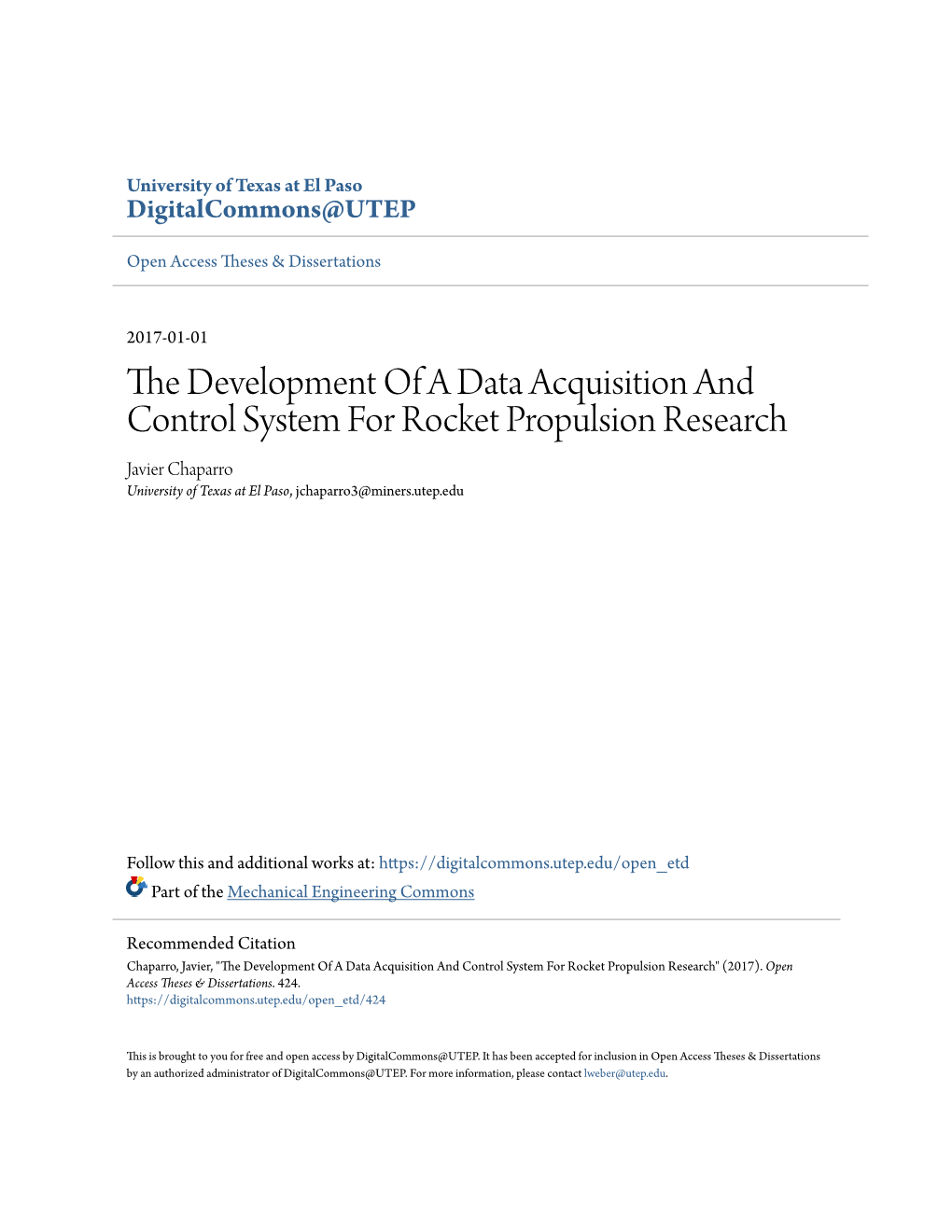 The Development of a Data Acquisition and Control System for Rocket Propulsion Research