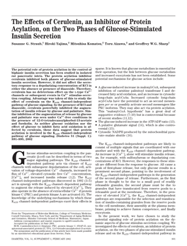 The Effects of Cerulenin, an Inhibitor of Protein Acylation, on the Two Phases of Glucose-Stimulated Insulin Secretion Susanne G
