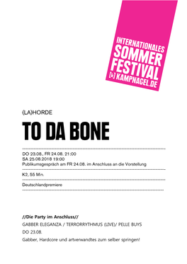 Abendzettel to DA BONE (PDF-Download)