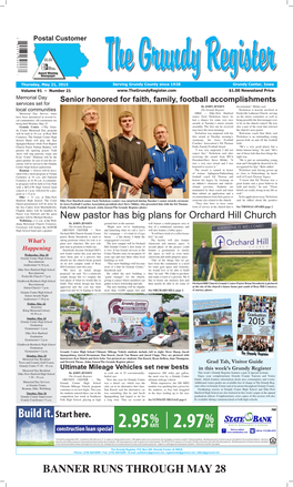 BANNER RUNS THROUGH MAY 28 2 Thursday, May 21, 2015 Grundy NEWS Register Thomas Award Orchard Hill from Page 1 and Is a Class Officer