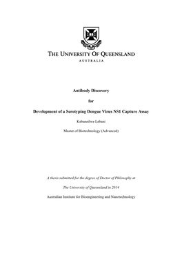 Antibody Discovery for Development of a Serotyping Dengue Virus NS1 Capture Assay