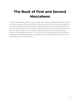 The Book of First and Second Maccabees
