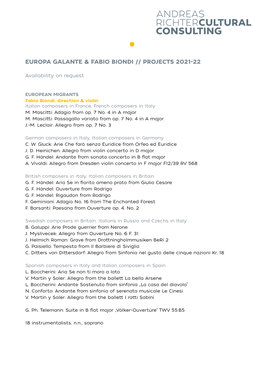 Europa Galante Projects 2021-22