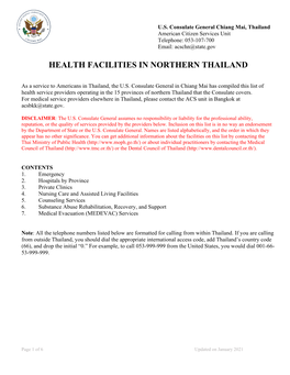 Health Facilities in Northern Thailand