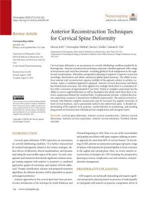 Anterior Reconstruction Techniques for Cervical Spine Deformity