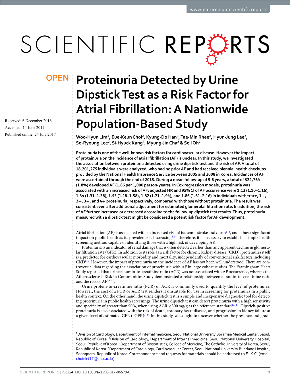 Proteinuria Detected by Urine Dipstick Test As a Risk Factor For